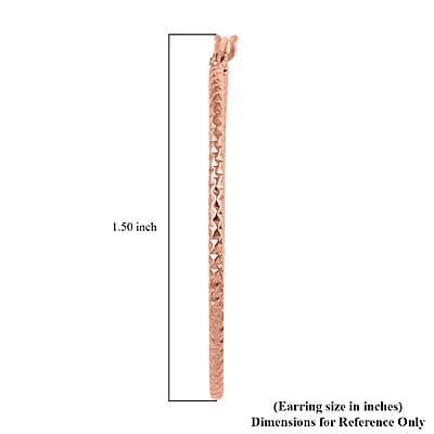 14K Rose Gold Over Sterling Silver Hammered Texture Hoop Earrings 2.30 Grams