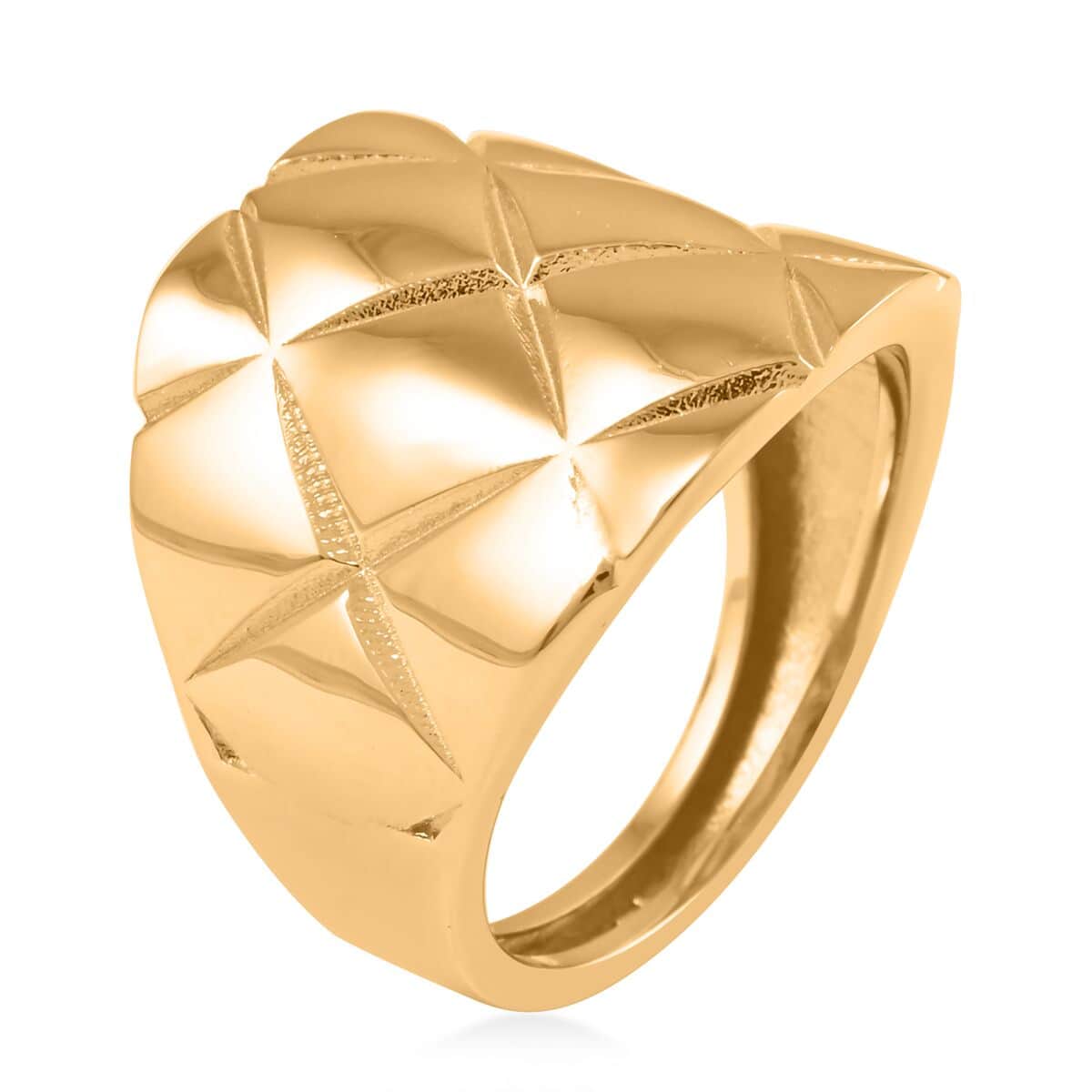 Maestro Gold Collection Canestrina Italian 10K Yellow Gold Checkered Concave Ring (Size 6.0) (2.90 g) image number 3