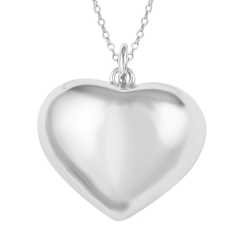Sterling Silver Heart Pendant Necklace 18 Inches 3.20 Grams