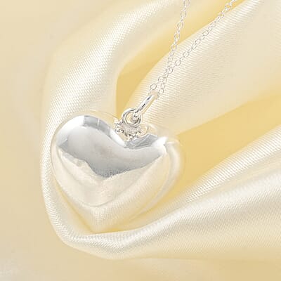 Sterling Silver Heart Pendant Necklace 18 Inches 3.20 Grams