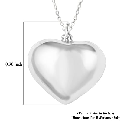 Sterling Silver Heart Pendant Necklace 18 Inches 3.20 Grams