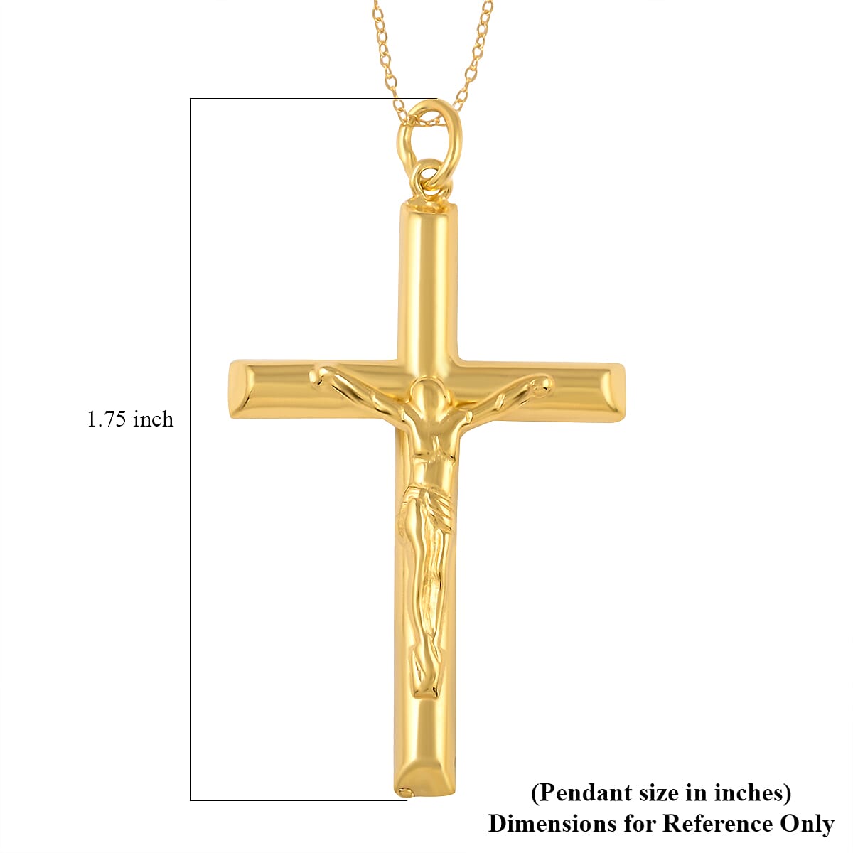 14K Yellow Gold Over Sterling Silver Crucifix Cross Pendant Necklace 18 inches 3 Grams image number 5