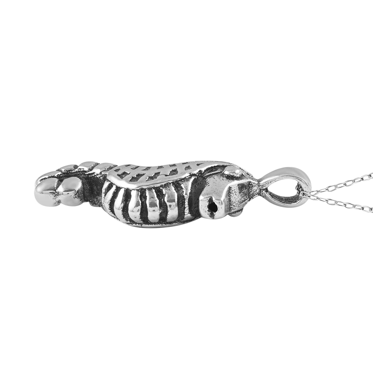 Rhodium Over Sterling Silver Seahorse Pendant Necklace 18 Inches 3.20 Grams image number 3