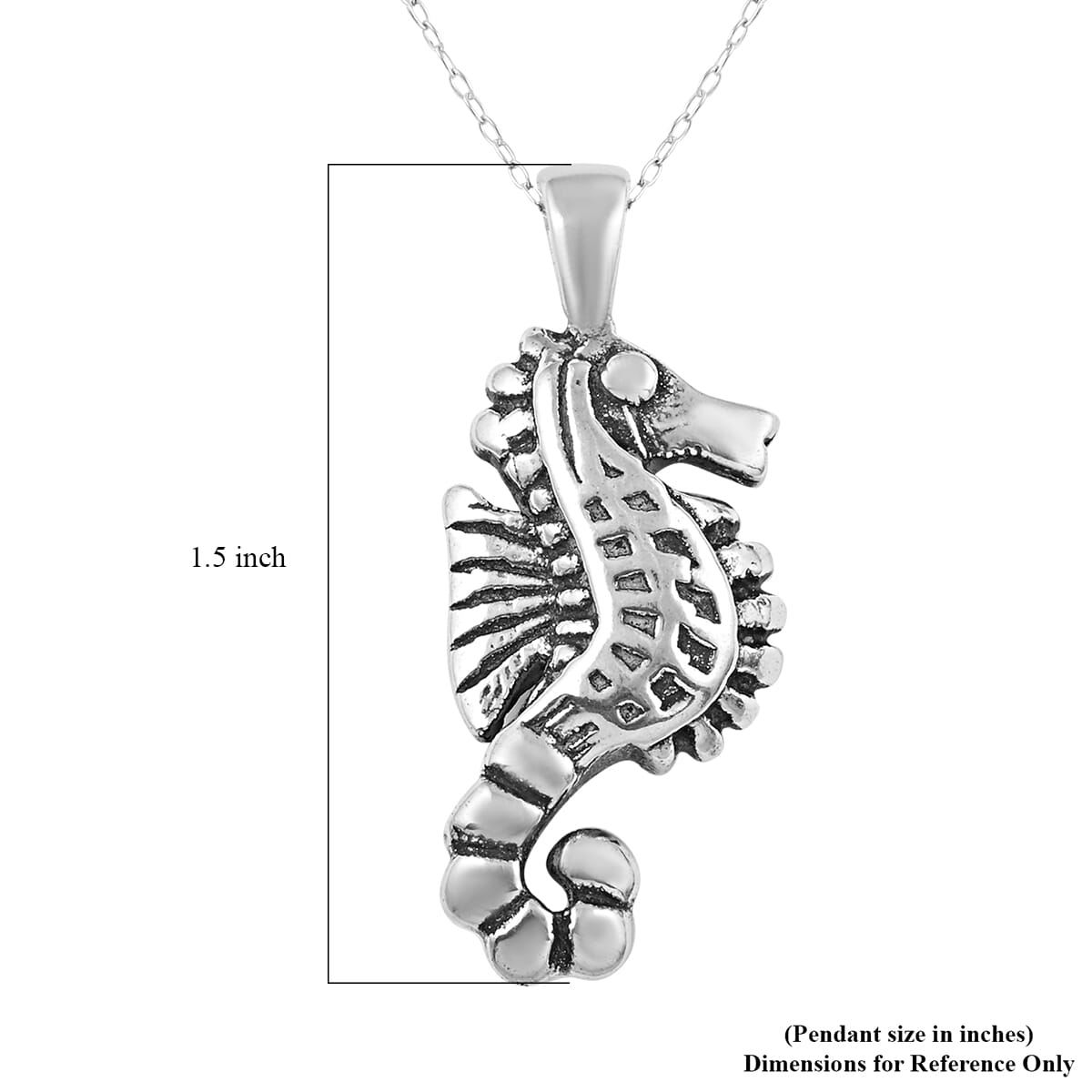 Rhodium Over Sterling Silver Seahorse Pendant Necklace 18 Inches 3.20 Grams image number 5