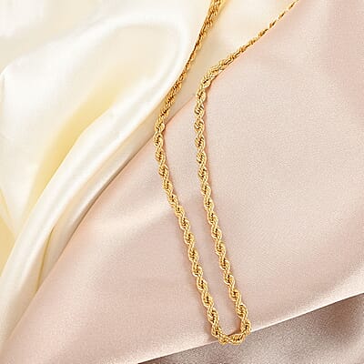 Italian 10K Yellow Gold 3mm Rope Necklace 22 Inches 4.90 Grams