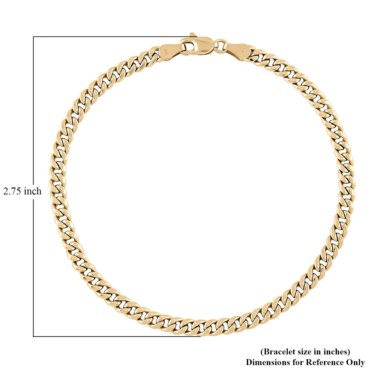 Italian 10K Yellow Gold 4mm Miami Cuban Bracelet (8.00 In)