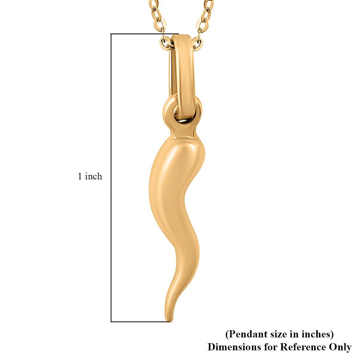 14K Yellow Gold Cornicello Italian Horn Good Luck Pendant Charm Necklace 18 Inches 1.48 Grams