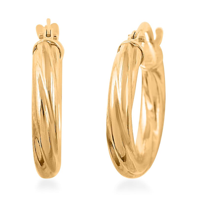 Italian 10K Yellow Gold Twisted Hoop Earrings 0.95 Grams