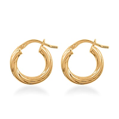 Italian 10K Yellow Gold Twisted Hoop Earrings 0.95 Grams