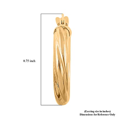 Italian 10K Yellow Gold Twisted Hoop Earrings 0.95 Grams