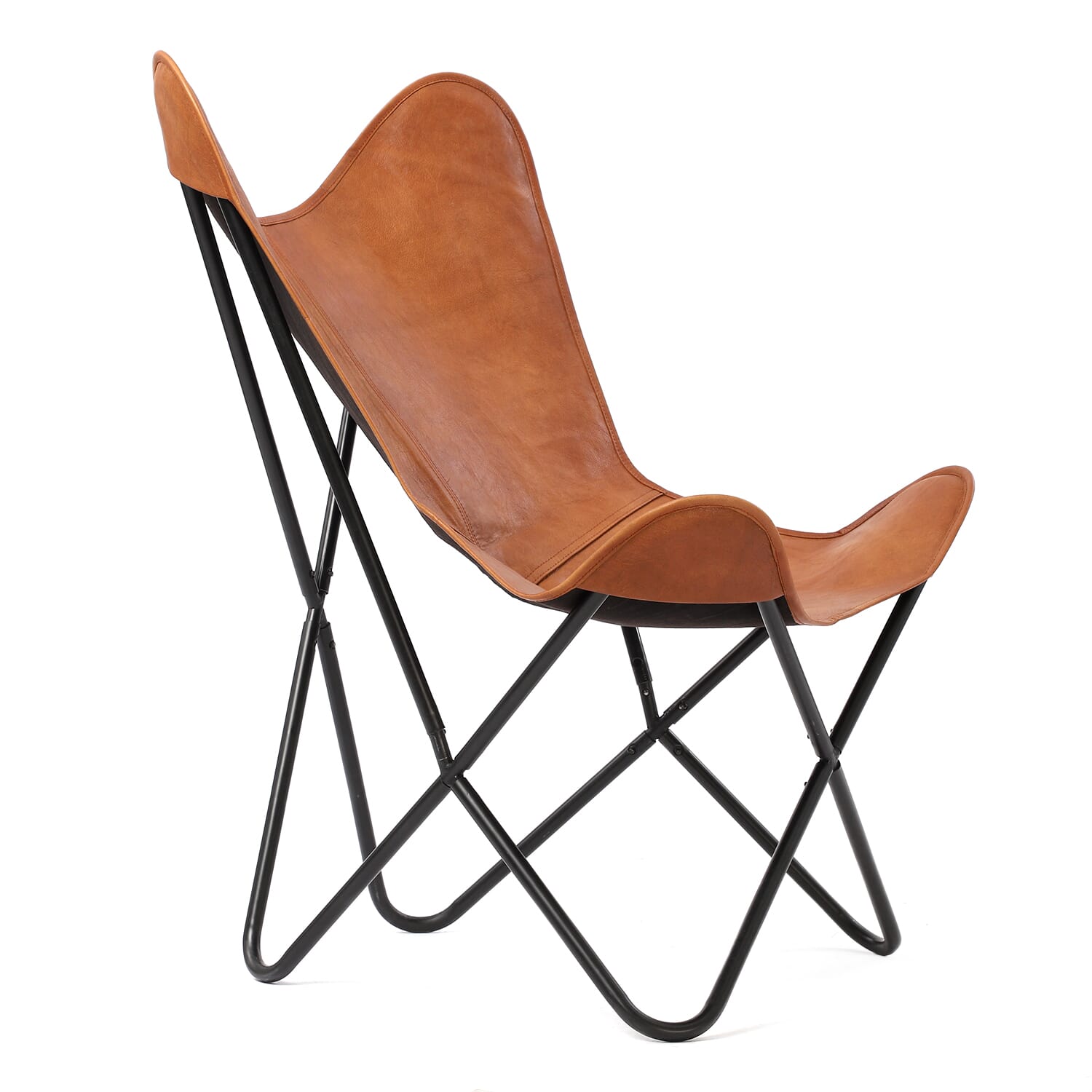 Tan leather butterfly discount chair