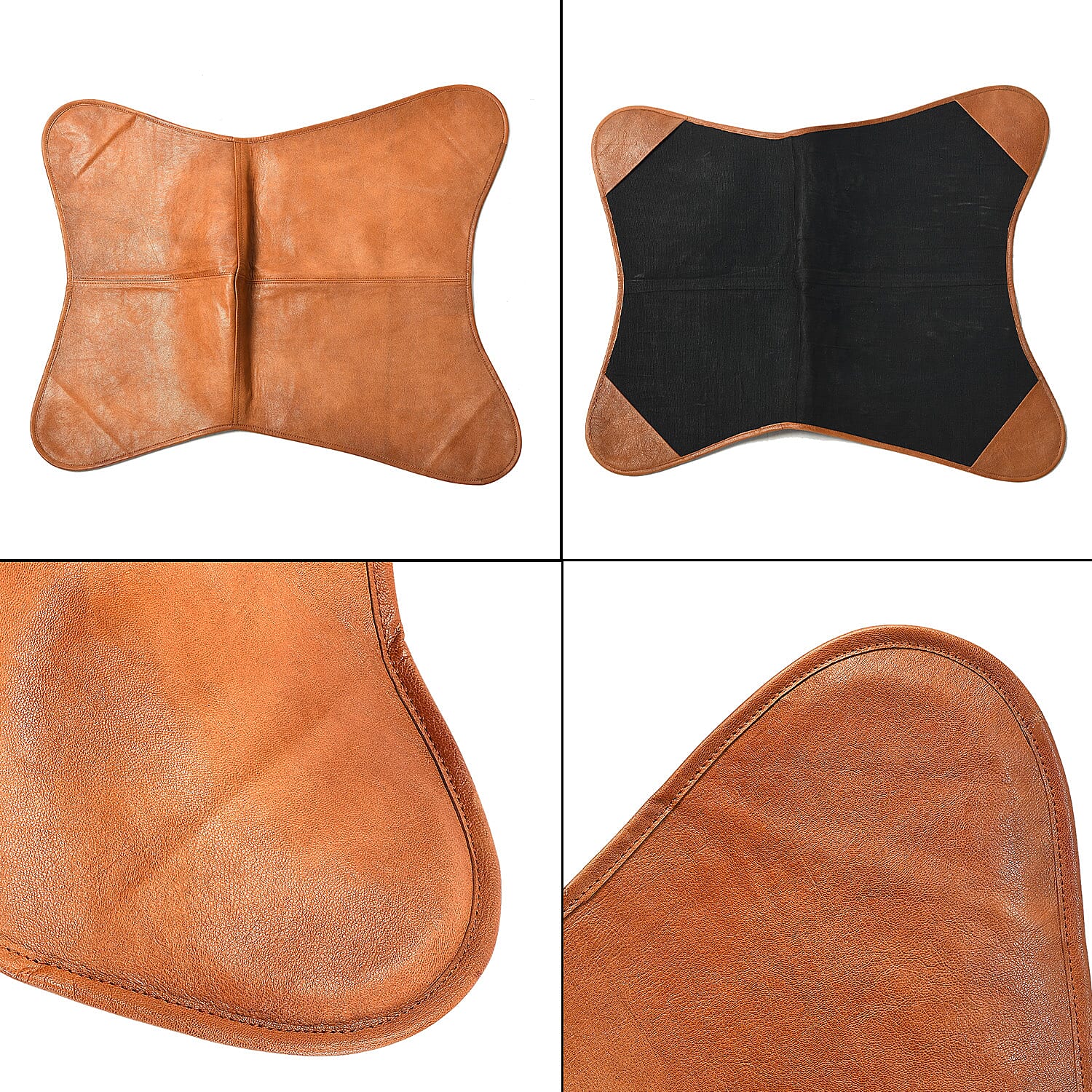 Tan Butterfly Chair in Genuine Leather with Canvas Lining & Metal Frame