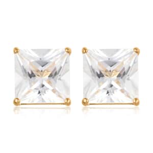 14K Yellow Gold Lab Created White Sapphire Stud Earrings 1.20 ctw