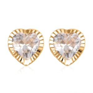 14K Yellow Gold Simulated Diamond Heart Shape Stud Earrings 0.80 ctw