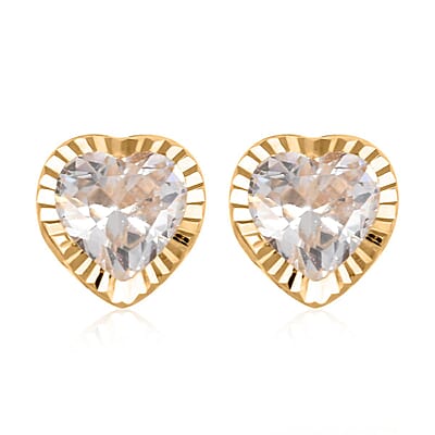 14K Yellow Gold Simulated Diamond Heart Shape Stud Earrings 0.80 ctw