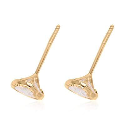 14K Yellow Gold Simulated Diamond Heart Shape Stud Earrings 0.80 ctw