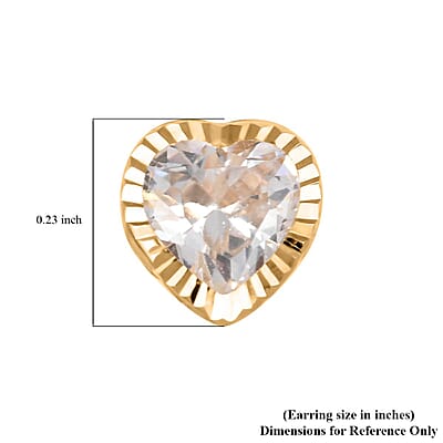 14K Yellow Gold Simulated Diamond Heart Shape Stud Earrings 0.80 ctw