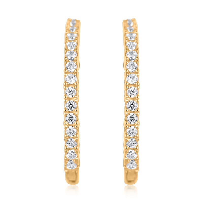 14K Yellow Gold Simulated Diamond Endless Hoop Earrings 0.25 ctw