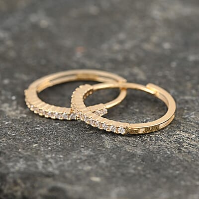 14K Yellow Gold Simulated Diamond Endless Hoop Earrings 0.25 ctw