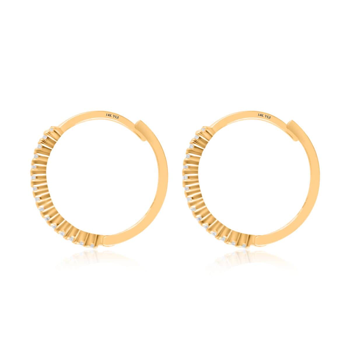 14K Yellow Gold Simulated Diamond Endless Hoop Earrings 0.25 ctw image number 3