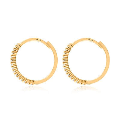 14K Yellow Gold Simulated Diamond Endless Hoop Earrings 0.25 ctw
