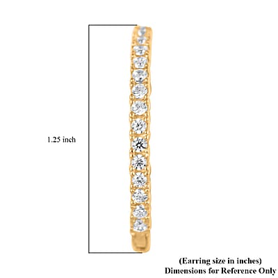 14K Yellow Gold Simulated Diamond Endless Hoop Earrings 0.25 ctw