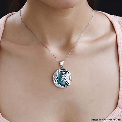 African Malachite Celestial Pendant in Platinum Over Copper with Magnet 62.15 ctw