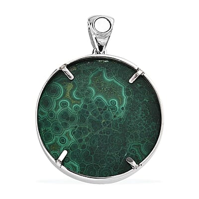 African Malachite Celestial Pendant in Platinum Over Copper with Magnet 62.15 ctw