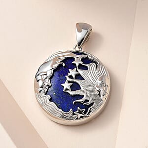 Lapis Lazuli Celestial Pendant in Platinum Over Copper with Magnet 60.85 ctw