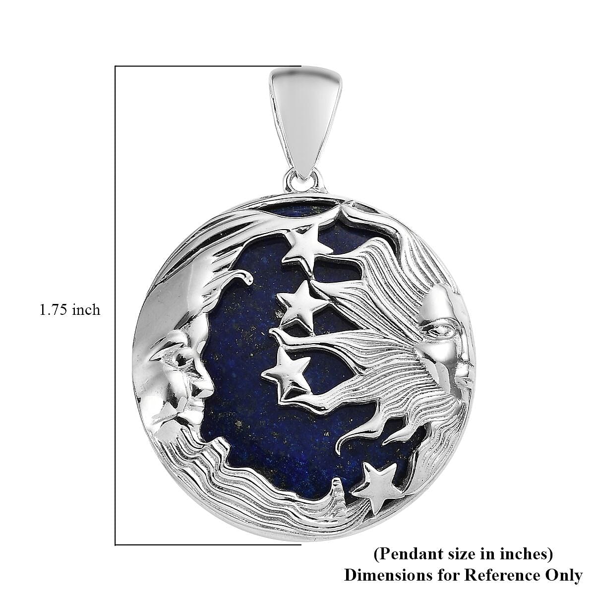Lapis Lazuli Celestial Pendant in Platinum Over Copper with Magnet 60.85 ctw image number 5