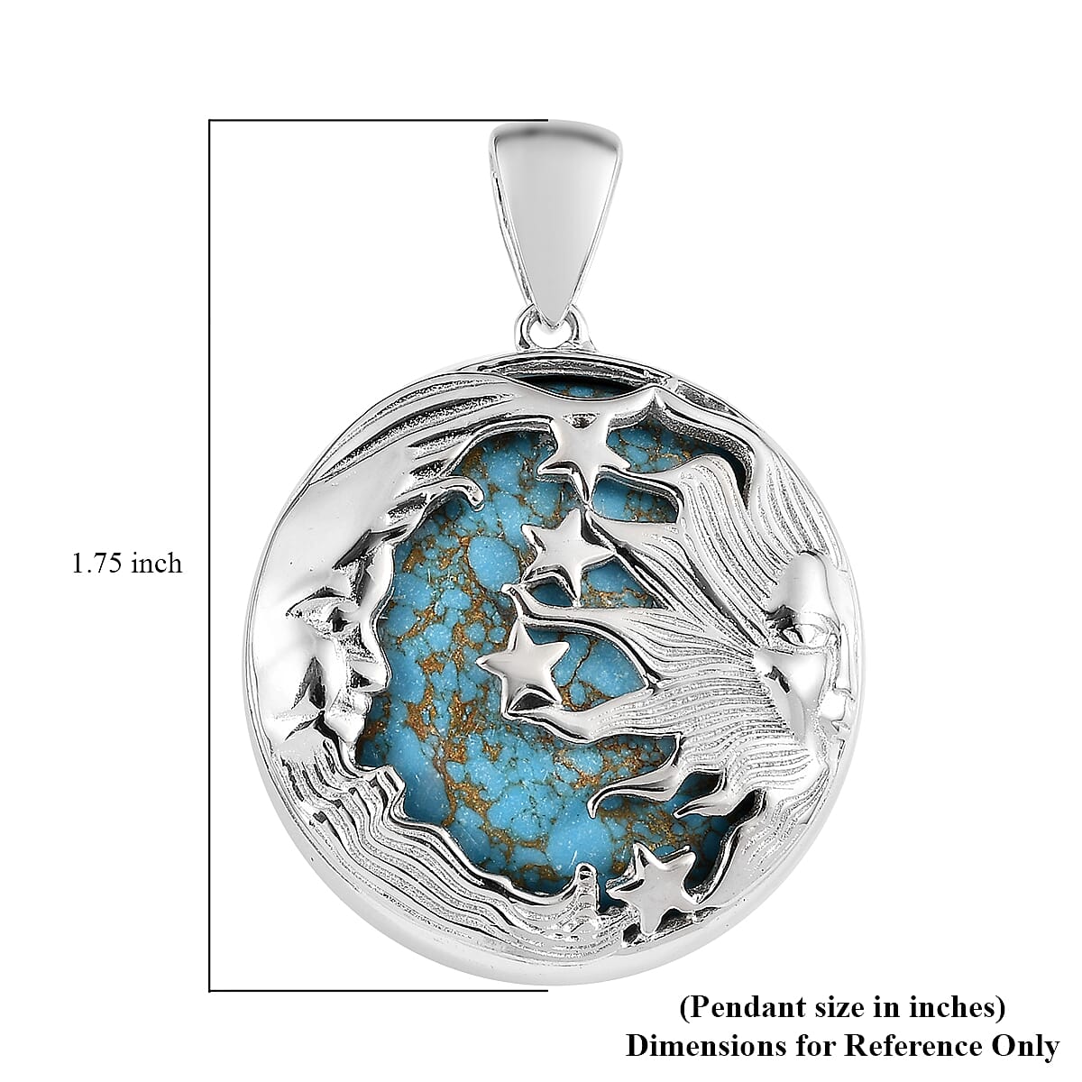 Mojave Blue Turquoise Celestial Pendant in Platinum Over Copper with Magnet 48.35 ctw image number 5