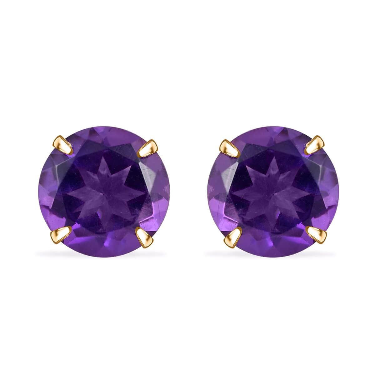 Buy 14K Yellow Gold Amethyst Solitaire Stud Earrings 1.50 ctw at ShopLC.