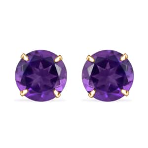 14K Yellow Gold Amethyst Solitaire Stud Earrings 1.50 ctw