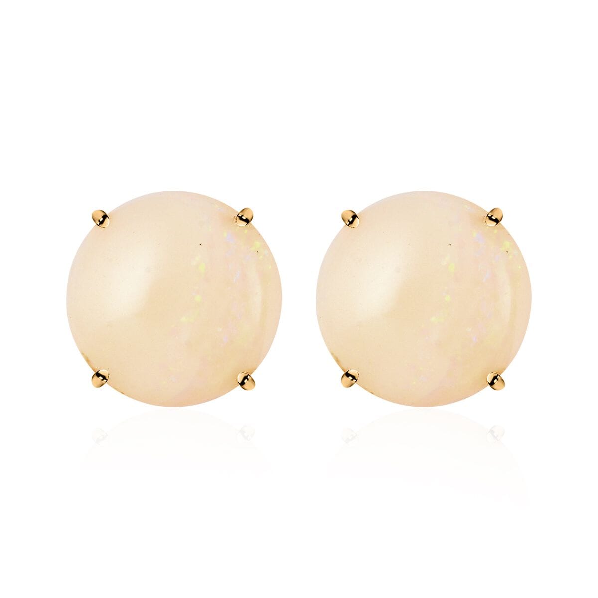 14K Yellow Gold Opal Solitaire Stud Earrings 1.10 ctw image number 0
