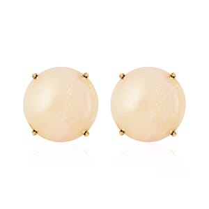 14K Yellow Gold Opal Solitaire Stud Earrings 1.10 ctw