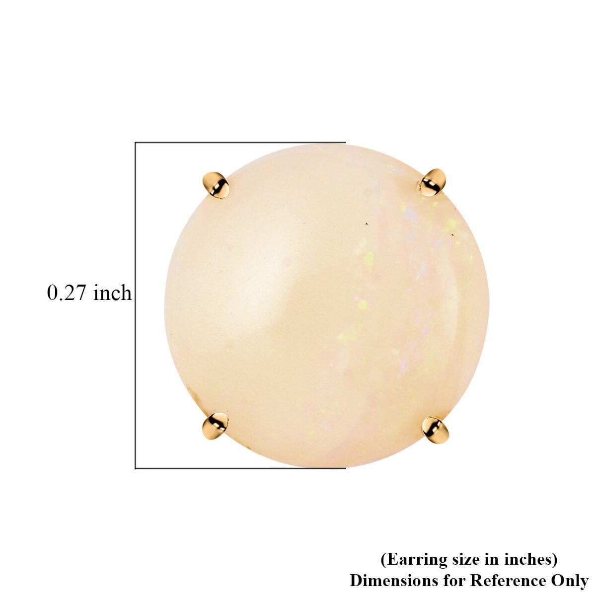 14K Yellow Gold Opal Solitaire Stud Earrings 1.10 ctw image number 4