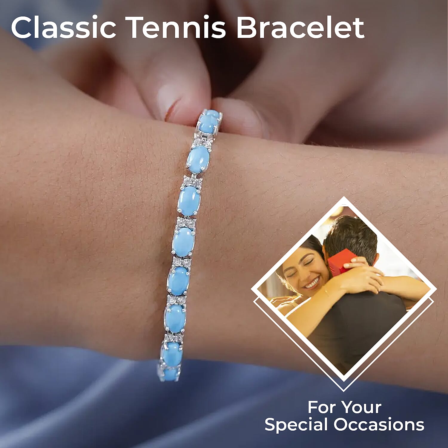スワロフスキー　ブレスレット　ＡＫ Buy Premium Sleeping Beauty Turquoise Bracelet in Platinum