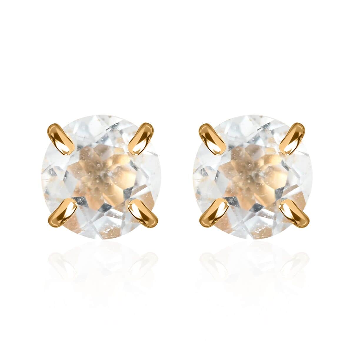 14K Yellow Gold Aquamarine Solitaire Stud Earrings 0.50 ctw image number 0