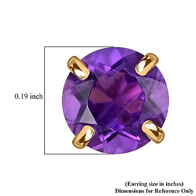 14K Yellow Gold Amethyst Solitaire Stud Earrings 0.50 ctw