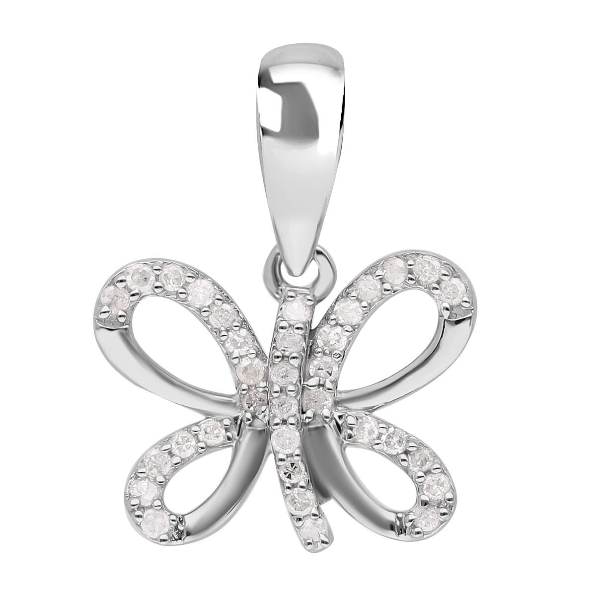White Diamond 0.15 ctw Pendant in Platinum Over Sterling Silver