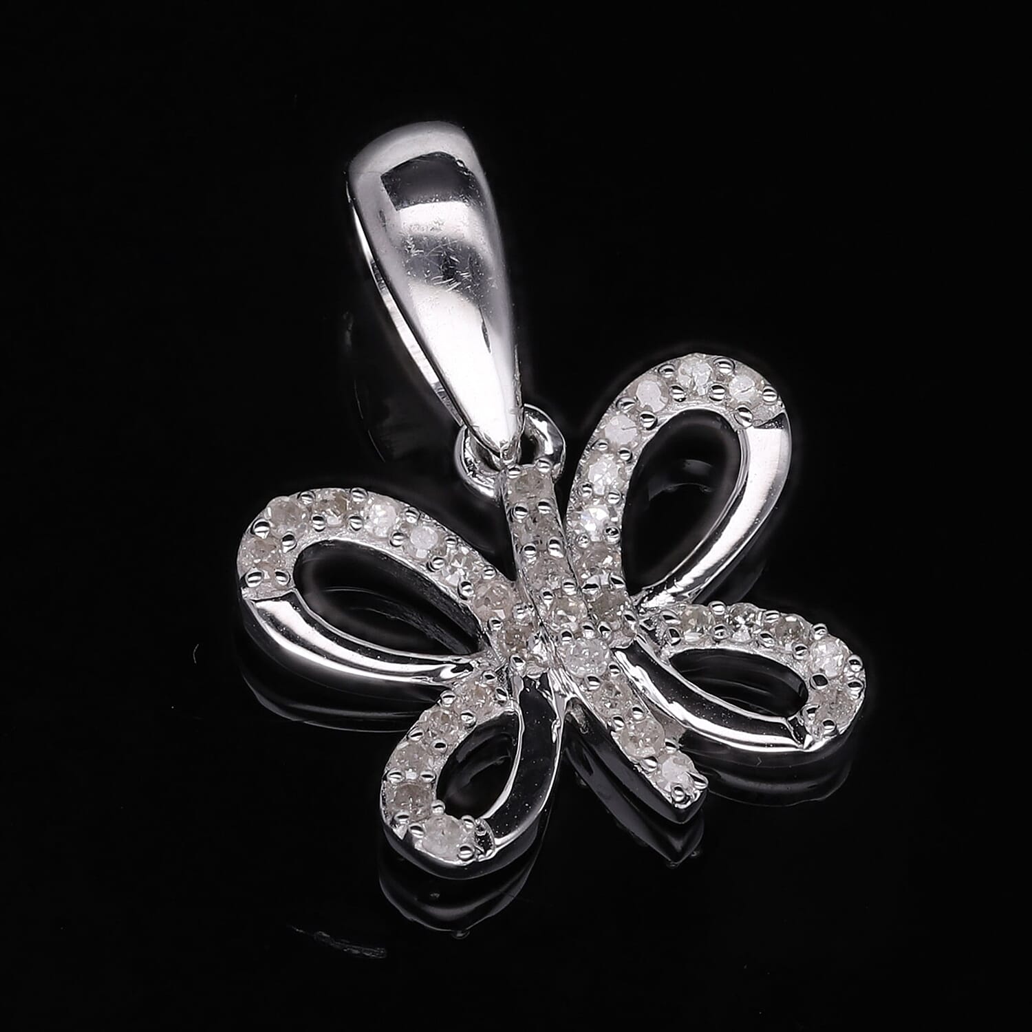 White Diamond 0.15 ctw Pendant in Platinum Over Sterling Silver