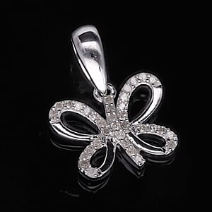 White Diamond 0.15 ctw Pendant in Platinum Over Sterling Silver