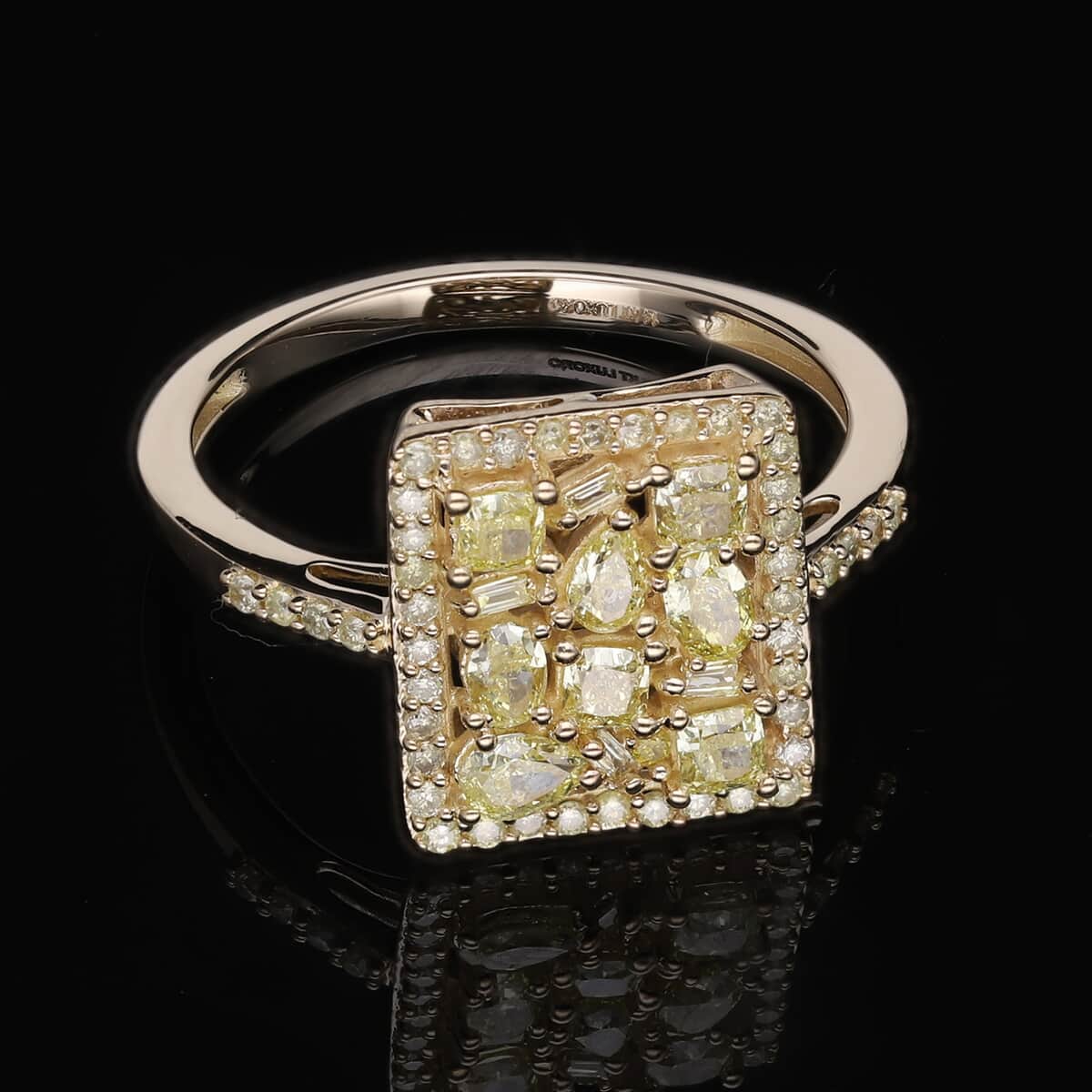 SGL Certified LUXORO 14K Yellow Gold Natural Yellow Diamond I2-I3 Ring 3.20 Grams 1.00 ctw image number 1