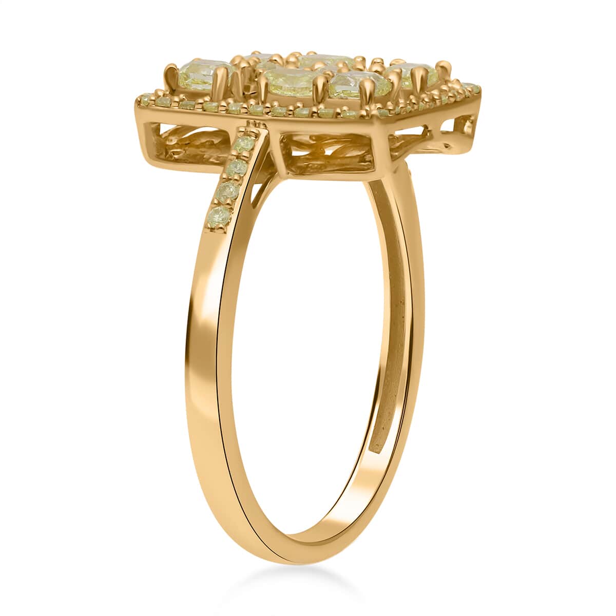 SGL Certified LUXORO 14K Yellow Gold Natural Yellow Diamond I2-I3 Ring 3.20 Grams 1.00 ctw image number 3