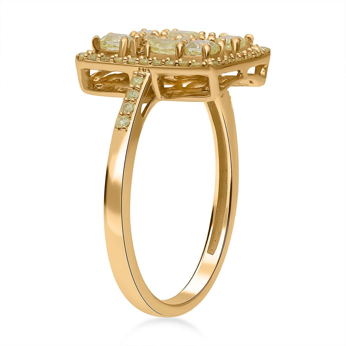 SGL Certified Luxoro 14K Yellow Gold Natural Yellow Diamond I2-I3 Ring (Size 7.0) 1.00 ctw image number 3