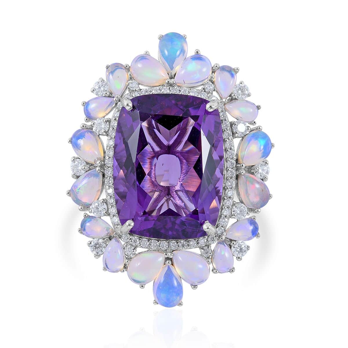 AAA Amethyst and Multi Gemstone Ring in Platinum Over Sterling Silver 8.25 Grams 23.85 ctw image number 0