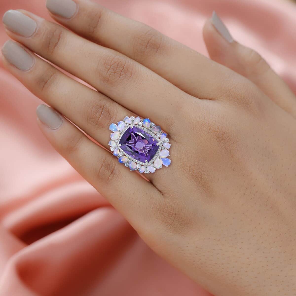 AAA Amethyst and Multi Gemstone Ring in Platinum Over Sterling Silver 8.25 Grams 23.85 ctw image number 1