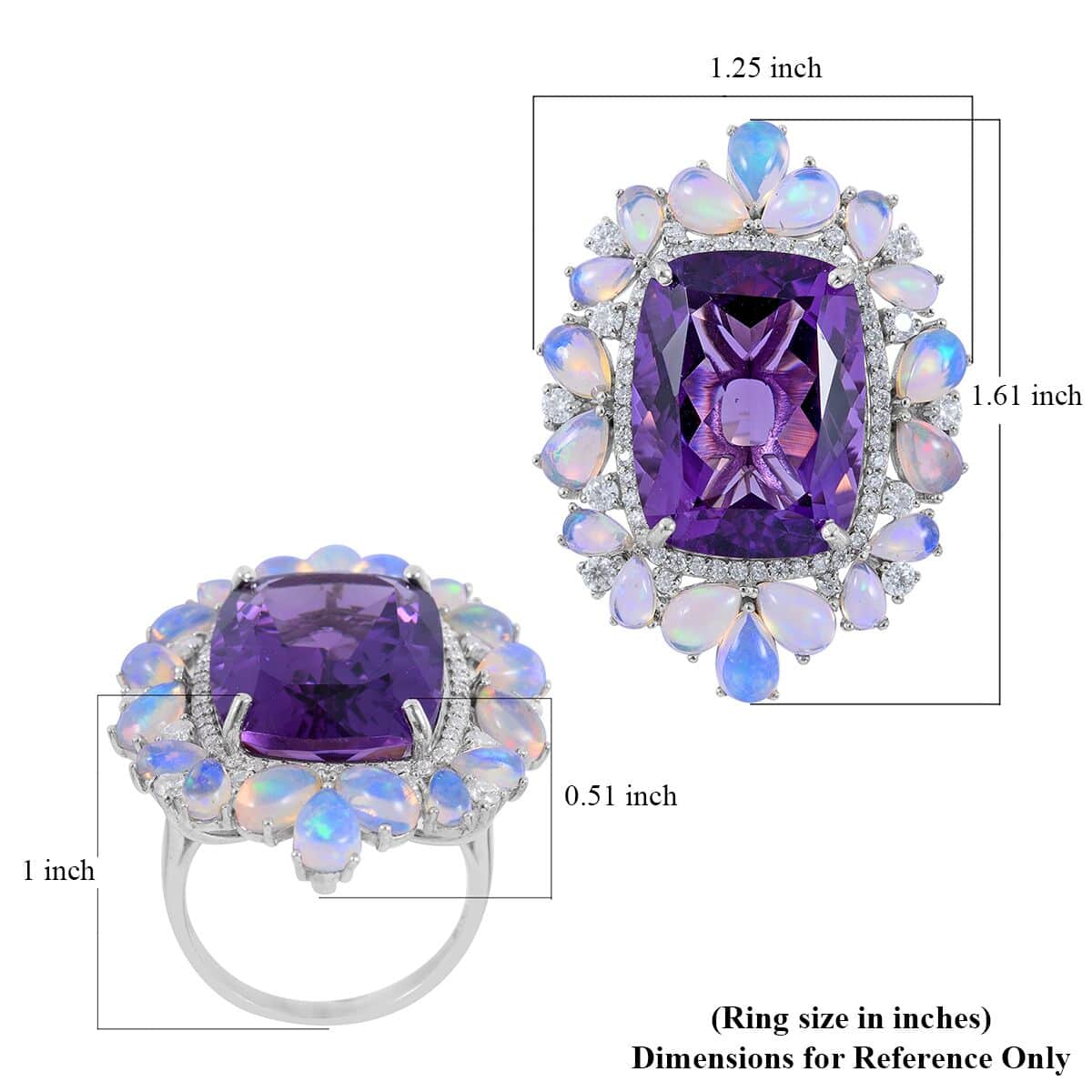 AAA Amethyst and Multi Gemstone Ring in Platinum Over Sterling Silver 8.25 Grams 23.85 ctw image number 4