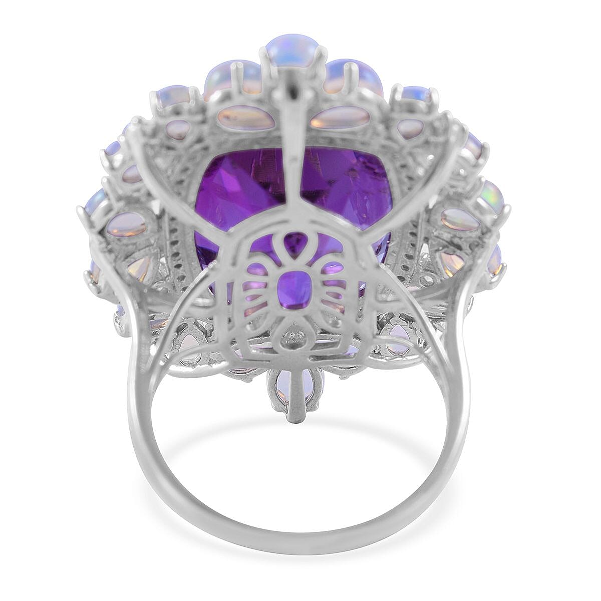 AAA Amethyst and Multi Gemstone Ring in Platinum Over Sterling Silver (Size 6.0) 23.85 ctw image number 3