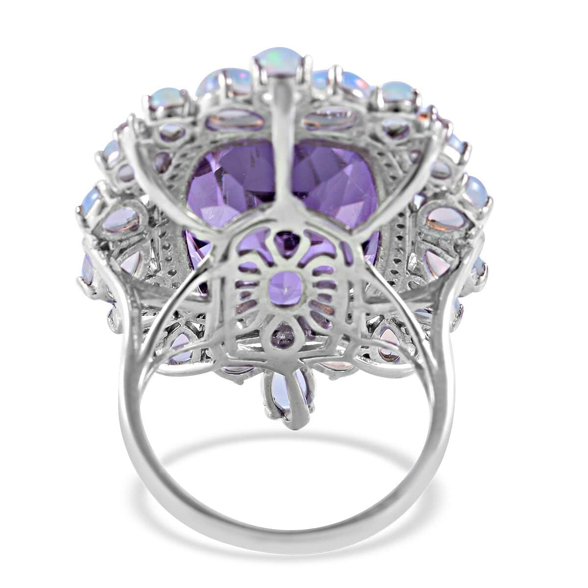 AAA Rose De France Amethyst and Multi Gemstone Ring in Platinum Over Sterling Silver (Size 6.0) 23.85 ctw image number 3